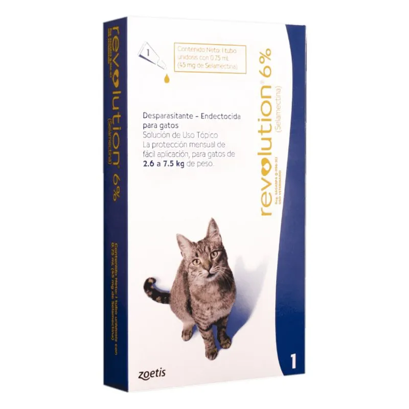 REVOLUTION GATO 6%  * 0.75 ML 2.6-7.5 KG (AZUL)