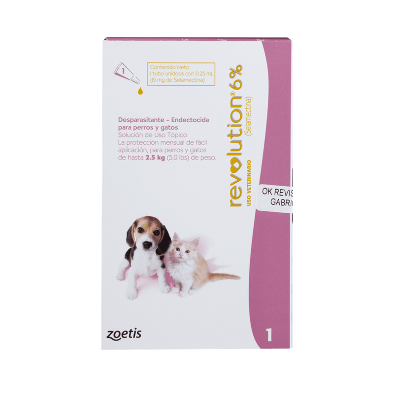 REVOLUTION PERRO Y GATO 6% * 0.25 ML 2.5 KG (ROSADO)