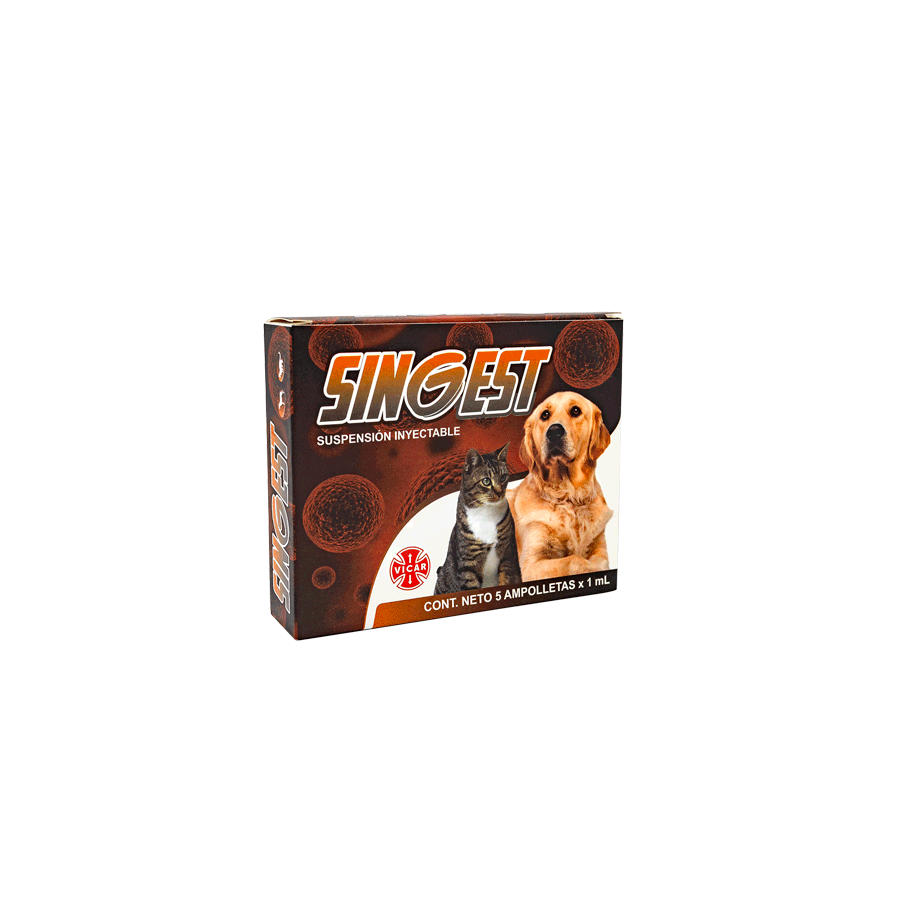 SINGEST CAJA * 5 AMPOLLAS * 1 ML (MEDROXIPROGESTERONA) GRATIS 1 AMPOLLA