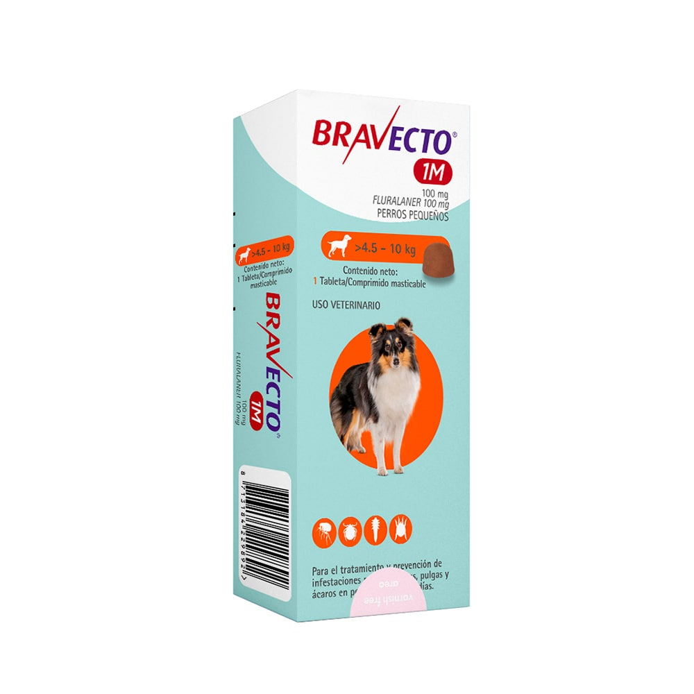 BRAVECTO 100 MG TAB 4.5 A 10 KG NARANJA PERROS PEQ ( 37 DIAS)  