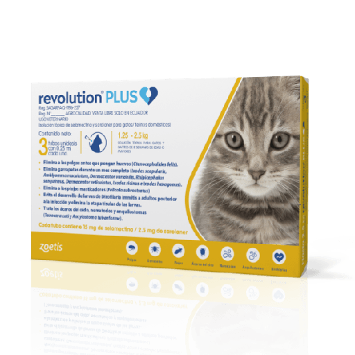 [2907] REVOLUTION PLUS 0.25 ML - 1.25-2.5 KG (AMARILLO) * 3 PIPETAS