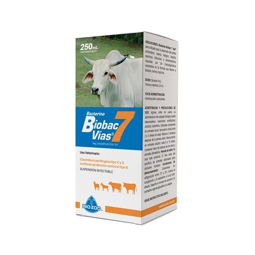 [2040] VACUNA BIOBAC 7 VIAS * 250 ML BACTERINA